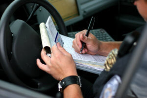Police writing a ticket