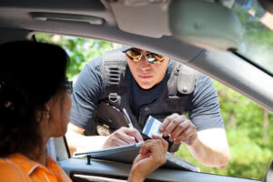 Person receiving traffic ticket