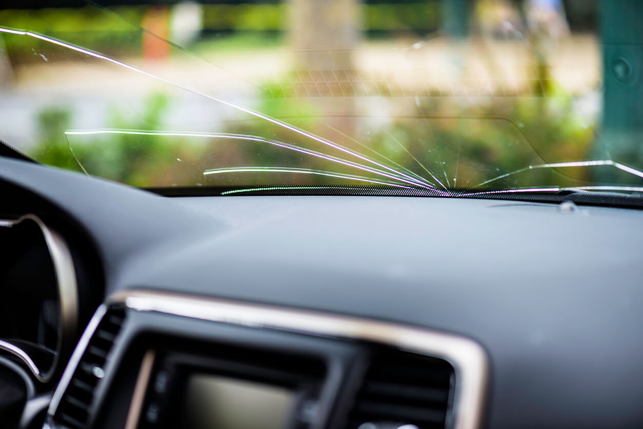 cracked windshield on car
